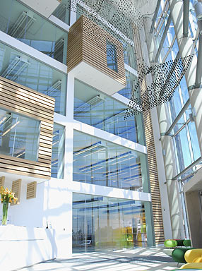 Cardiff Bay Waterside Atrium with projecting Meeting Room Pods